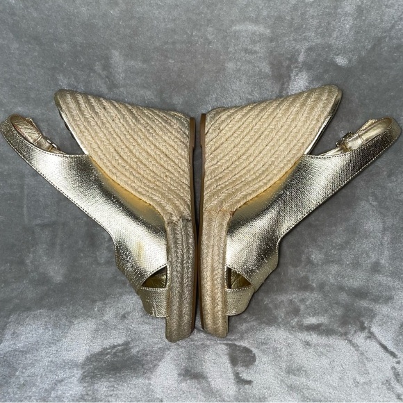 Juicy Couture Kross Platino Metallic Canvas Espadrille Slingback Wedges Size 9 - Picture 3 of 11